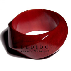 Twisted Natural Wood Chunky Bangle Flashy Red