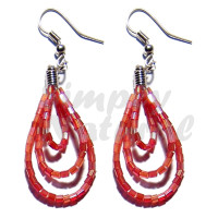 Dangling Looped Red Cut Beads