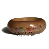 Golden Oak Tone Wooden Bangle Embossed metallic Hand