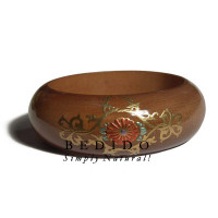 Golden Oak tone wooden Bangle with embossed metallic