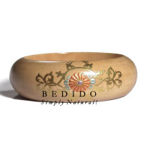 Natural White Wooden Bangle with Clear Protective Topcoat