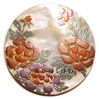 Embossed Hand Painted Shell Natural Pendant