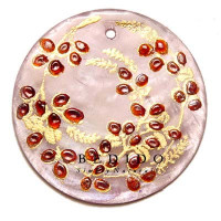 Embossed Hand Painted Shell Natural Pendant