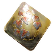 Embossed Hand Painted Shell Natural Pendant