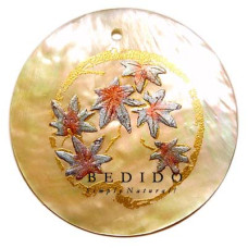 Embossed Hand Painted Shell Natural Pendant