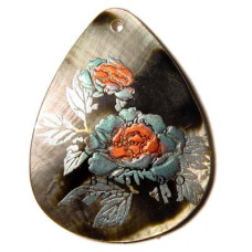 Embossed Hand Painted Shell Natural Pendant