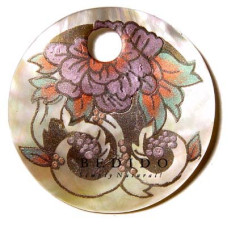 Embossed Hand Painted Shell Natural Pendant