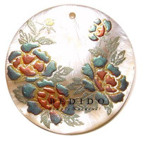 Embossed Hand Painted Shell Natural Pendant