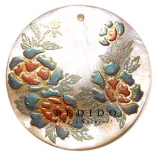 Embossed Hand Painted Shell Natural Pendant