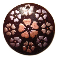 Embossed Hand Painted Shell Natural Pendant