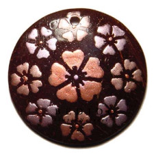 Embossed Hand Painted Shell Natural Pendant