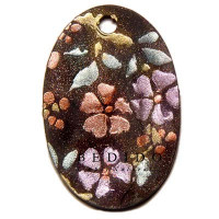 Embossed Hand Painted Shell Natural Pendant