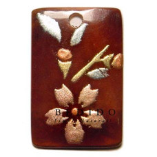 Embossed Hand Painted Shell Natural Pendant