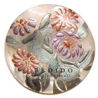 Embossed Hand Painted Shell Natural Pendant