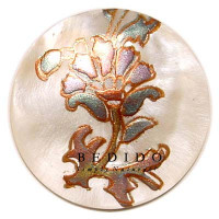 Embossed Hand Painted Shell Natural Pendant