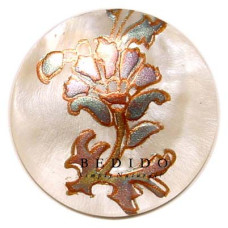 Embossed Hand Painted Shell Natural Pendant