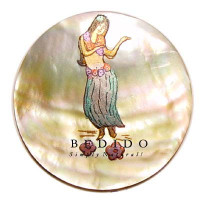 Embossed Hand Painted Shell Natural Pendant