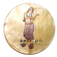 Embossed Hand Painted Shell Natural Pendant