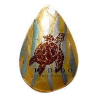 Embossed Hand Painted Shell Natural Pendant