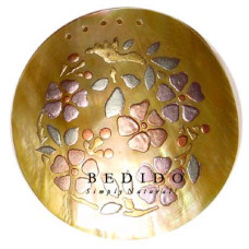 Embossed Hand Painted Shell Natural Pendant