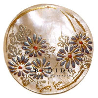 Embossed Hand Painted Shell Natural Pendant
