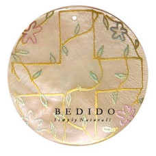 Embossed Hand Painted Shell Natural Pendant