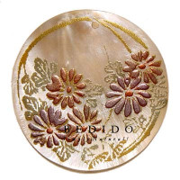 Embossed Hand Painted Shell Natural Pendant