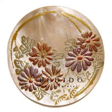 Embossed Hand Painted Shell Natural Pendant