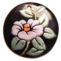 Embossed Hand Painted Shell Natural Pendant