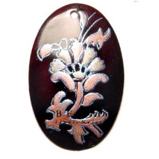 Embossed Hand Painted Shell Natural Pendant