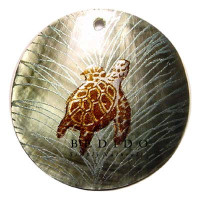 Embossed Hand Painted Shell Natural Pendant