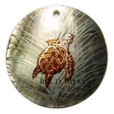 Embossed Hand Painted Shell Natural Pendant