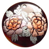 Embossed Hand Painted Shell Natural Pendant