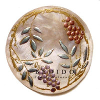 Embossed Hand Painted Shell Natural Pendant
