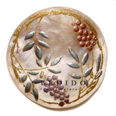 Embossed Hand Painted Shell Natural Pendant