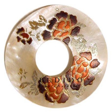 Embossed Hand Painted Shell Natural Pendant