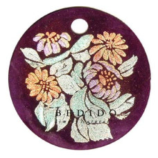 Embossed Hand Painted Shell Natural Pendant