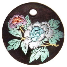 Embossed Hand Painted Shell Natural Pendant