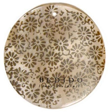 Embossed Hand Painted Shell Natural Pendant