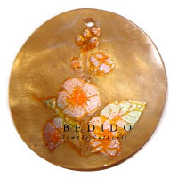 Embossed Hand Painted Shell Natural Pendant