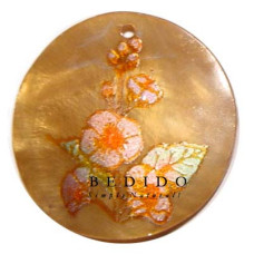 Embossed Hand Painted Shell Natural Pendant