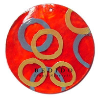 Embossed Hand Painted Shell Natural Pendant