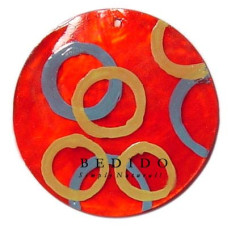 Embossed Hand Painted Shell Natural Pendant