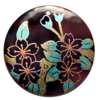 ROUND 40MM BLACKTAB W/ Hand Painted Pendant