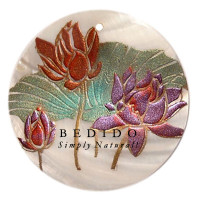 ROUND 50MM KABIBE SHELL Hand Painted Pendant