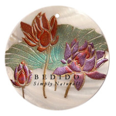 ROUND 50MM KABIBE SHELL Hand Painted Pendant
