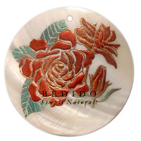 ROUND 50MM KABIBE SHELL Hand Painted Pendant