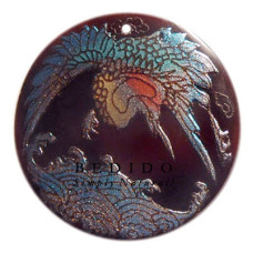ROUND 40MM BLACKTAB W/ Hand Painted Pendant