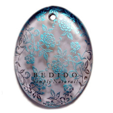 OVAL 45MM TRANSPARENT GRAY Hand Painted Pendant