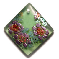 58MMMM DIAMOND TRANSPARENT GREEN Hand Painted Pendant